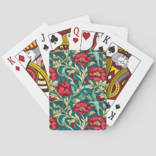 Jeu De Cartes William Morris Motif inspiré des fleurs rouges