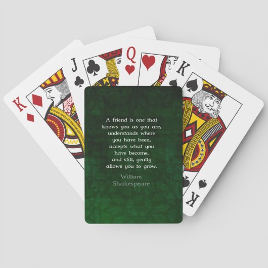 Jeu De Cartes William Shakespeare Friendship Citation Inspiratio (dos)