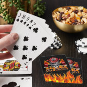 Jeu De Cartes Winking Firefighter Skull and flaming Axe (In Situ)