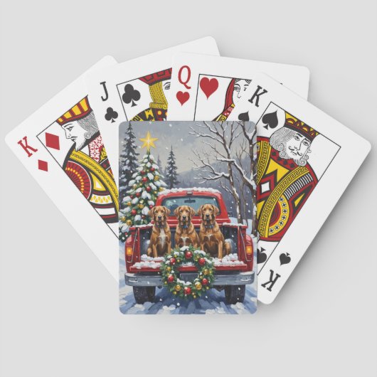 Jeu De Cartes Wirehaired Pointing Griffon Christmas Red Truck (dos)