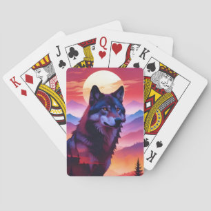 Jeu De Cartes Wolf Double exposition Animal Nature sauvage Sauva