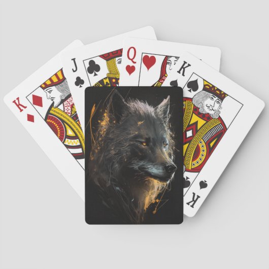 Jeu De Cartes Wolf Portrait Animal Nature Faune Peinture Sombre (dos)
