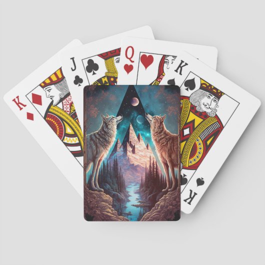 Jeu De Cartes Wolves Mountain Visionary Imaginaire Art (dos)