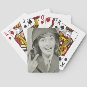 Jeu De Cartes Woman Wearing an Army Helmet