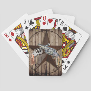 Jeu De Cartes Woodgrain texas star cowboy western country pistol