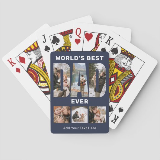 Jeu De Cartes World's Best Dad Ever Custom 6 Photo Blue (dos)
