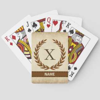 Jeu De Cartes Wreath Laurel sur le monogramme de parchemin initi
