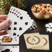 Jeu De Cartes Wreath Laurel sur Parchemin Monogramme initial A (In Situ)