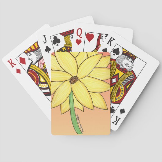 Jeu De Cartes Yellow Flower with orange background (dos)