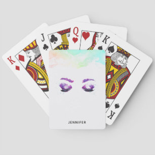 Jeu De Cartes Yeux violets glamour & sourcils à l'aquarelle