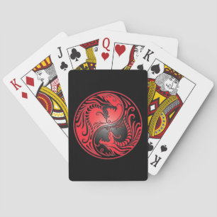 Jeu De Cartes Yin Yang Dragons, rouge et noir