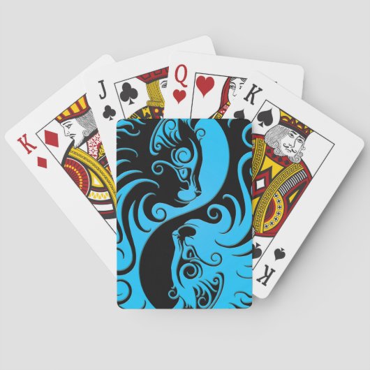 Jeu De Cartes Yin Yang Kittens bleu et noir (dos)