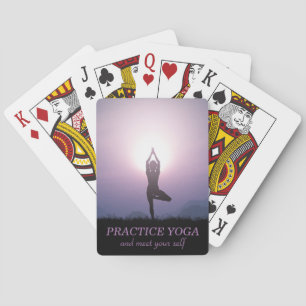 Jeu De Cartes Yoga Noir Violet Vrksasana Posture de l'Arbre