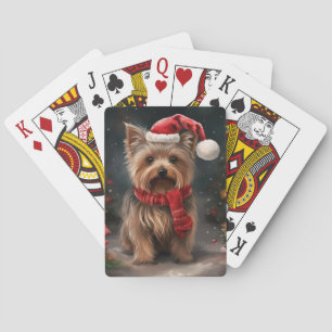 Jeu De Cartes Yorkshire Terrier Dog dans la neige Noël