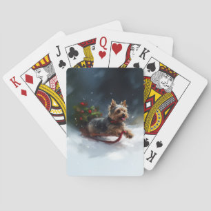 Jeu De Cartes Yorkshire Terrier neige de Noël hiver