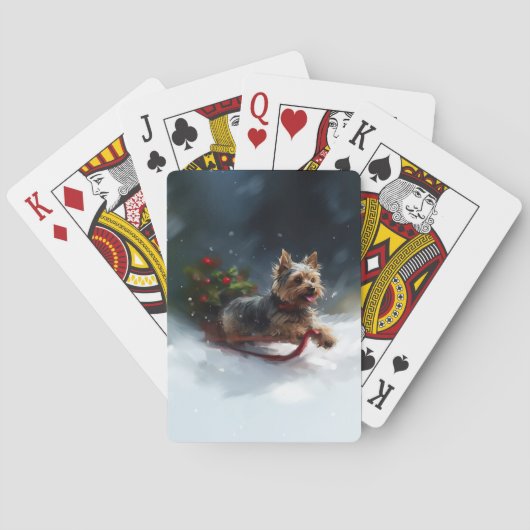 Jeu De Cartes Yorkshire Terrier neige de Noël hiver (dos)