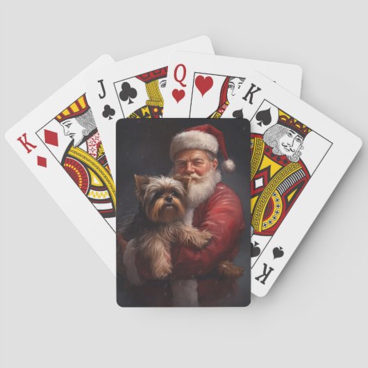 Jeu De Cartes Yorkshire Terrier Santa Claus Festive Noël (dos)