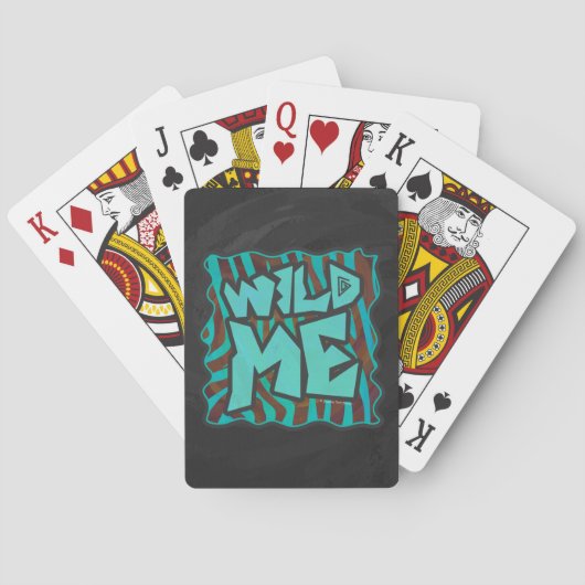 Jeu De Cartes Zebra Brown et Turquoise Wild Me Design (dos)