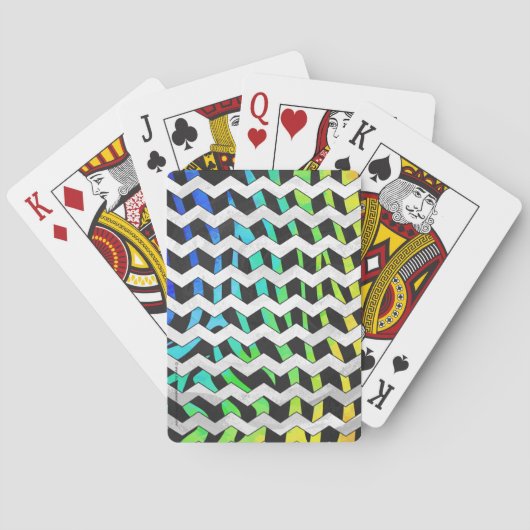 Jeu De Cartes Zebra Chevron noir et arc-en-ciel (dos)