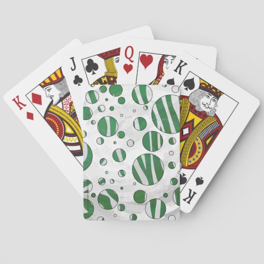 Jeu De Cartes Zebra Green et White Polka Dot (dos)