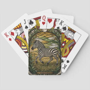 Jeu De Cartes Zèbre Herbe Ensoleillée Illumina Verre Cathédrale