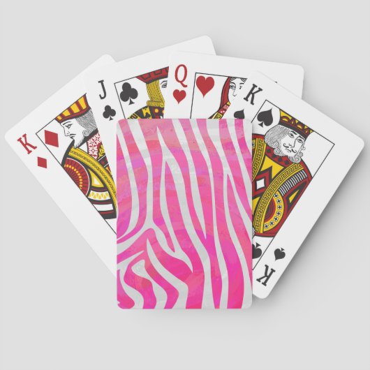 Jeu De Cartes Zèbre Imprimé Rose et Blanc (dos)