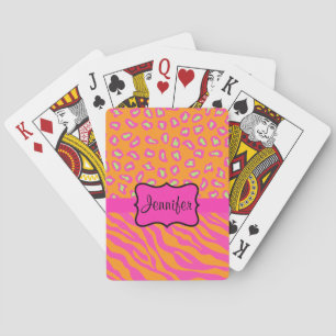 Jeu De Cartes Zèbre orange et rose & Cheetah Personnalisé