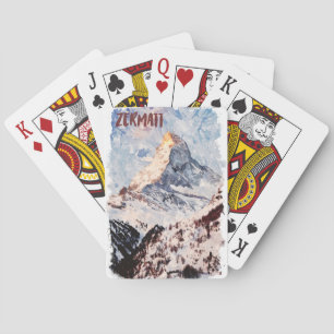 Jeu De Cartes Zermatt Suisse Alpes suisses Aquarelle