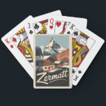 Jeu De Cartes Zermatt Suisse Travel Art Vintage<br><div class="desc">Design de déplacement vectoriel rétro Zermatt. Zermatt,  dans le canton du Valais,  est une station de montagne réputée pour le ski,  les escalades et le randonnée.</div>