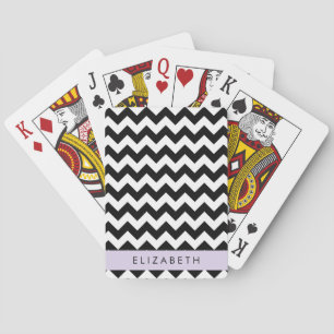 Jeu De Cartes Zigzag noir et blanc, Motif Chevron, Votre nom