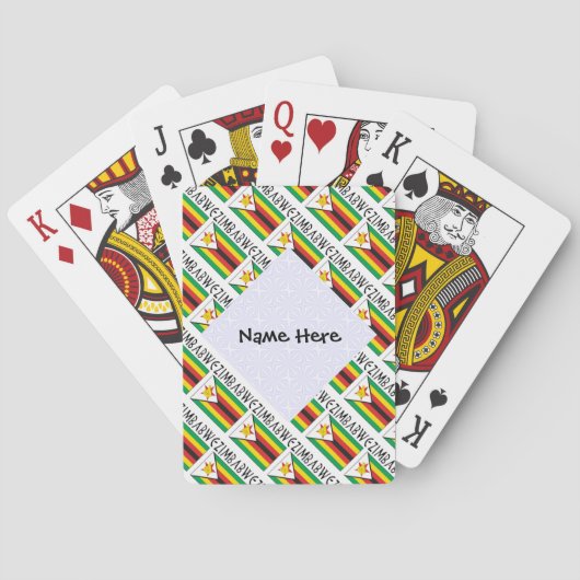 Jeu De Cartes Zimbabwe Drapeau zimbabwéen Personnaliser Nom Pers (dos)