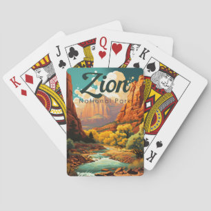 Jeu De Cartes Zion National Park Illustration Retro