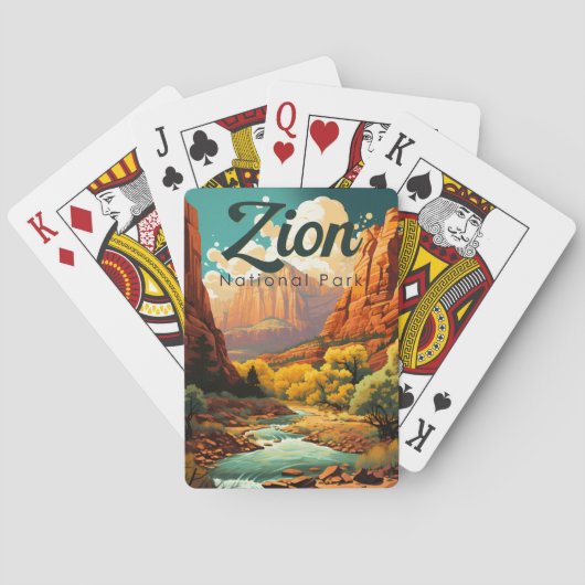 Jeu De Cartes Zion National Park Illustration Retro (dos)