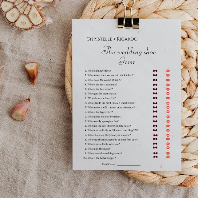 Jeu de chaussures mariage Bachelorette jeu carte (Créateur téléchargé)