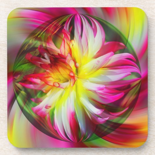Jeu de Dessous de verre d'art Abstrait rose Dahlia (Devant)