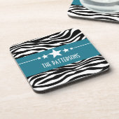Jeu de Dessous de verre Zebra Star Blue Sassy (Côté gauche)