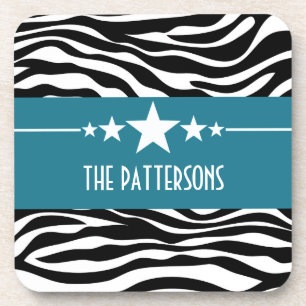 Jeu de Dessous de verre Zebra Star Blue Sassy
