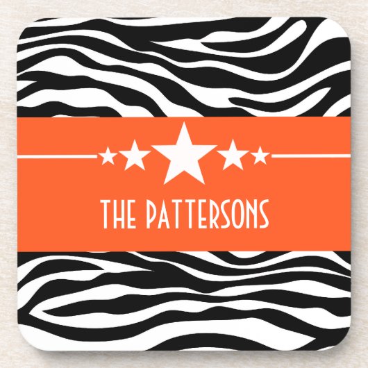 Jeu de Dessous de verre Zebra Star Sassy Orange (Devant)