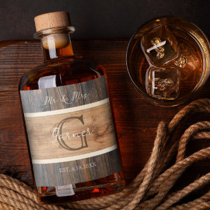 Jeu de Étiquette de Mariage de bouteille en bois r