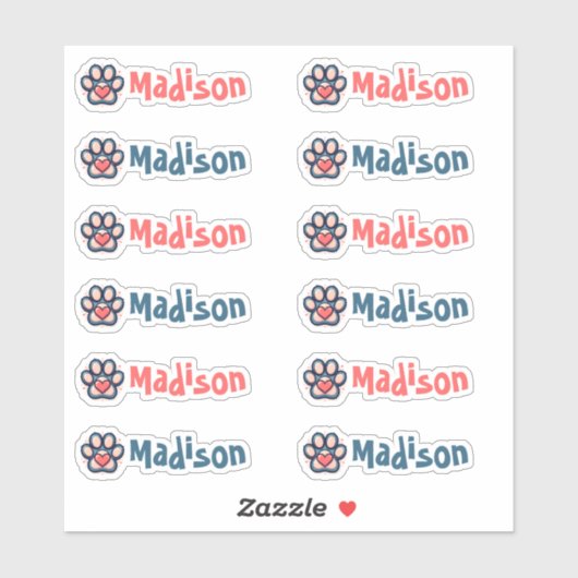 Jeu de Étiquettes de nom personnalisé de l'Emprein (Feuille)