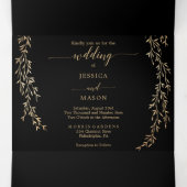 Jeu de Faire-part de mariage dorées (Intérieur au milieu)