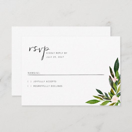 Jeu de Faire-part de mariage vertes carte RSVP (Devant / Derrière)