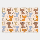 Jeu de feuilles de papier d'enveloppement de chats (Devant)