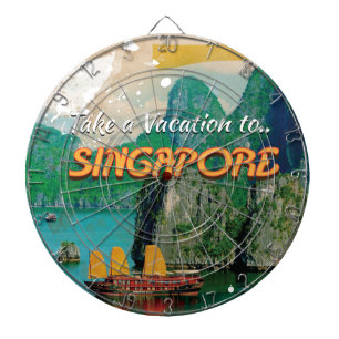 Jeu De Fléchettes Affiche de vacances vintage à Singapour.