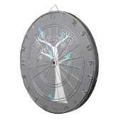 Jeu De Fléchettes Arbre en spirale blanc fantaisiste avec oiseaux bl (Devant droit)