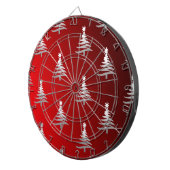 Jeu De Fléchettes Arbres de Noël en argent sur rouge (Devant droit)