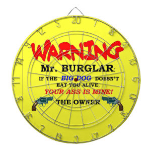 JEU DE FLÉCHETTES AVERTISSEMENT M. BURGLAR