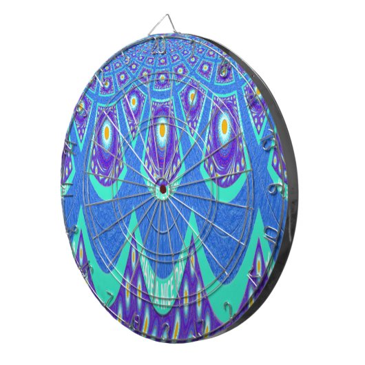 Jeu De Fléchettes Belle Batik Bleu Cyan Bleu Imprimer vectoriel Art (Devant droit)