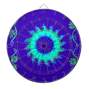 Jeu De Fléchettes Belle Iridescente Blue Floral Art peinture à l'hui