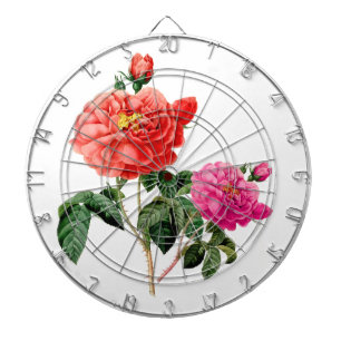 Jeu De Fléchettes belles fleurs de rose rouges et roses vintage